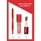 Golden Rose Mood Lip Combo Set - Dudak Kalemi No:03 - Matte Ruj No:02 - Dudak Parlatıcısı No : 202