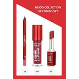 Golden Rose Mood Lip Combo Set - Uzun Süre Kalıcı Çok Renkli Defining Dudak Kalemi No:11 ve Ruj No:04 Gleamy Dudak Parlatıcısı NO:206