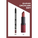 Golden Rose Velvet Matte Lipstick No: 16 ve Emily No: 203 Ruj ve Dudak Kalemi Seti