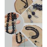 Golden & Siyah Obsidyen Taşı 33lük Tesbih 8mm (1250)