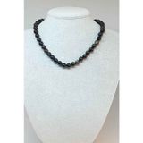 Golden & Siyah Obsidyen Taşı Kolye 8mm (Klipsli)