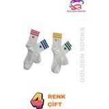 Golden Socks Bayan Kalpli Tenis Çorap 4 Çift Pamuklu Kadın Renkli Spor - Çok Renkli - 36 - 40