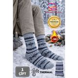 Golden Socks Erkek Kışlık Lambswool Yün Çorap Sıcak Tutan Günlük Rahat Kalın - Gri