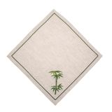 Golden Table Asia Bambu Nakışlı Bej Keten Peçete 2'li Set