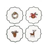 Golden Table Yılbaşı Gift Box (Bohça, Çelenk, Geyik, Kozalak Nakışlı Kumaş Bardak Altlığı Seti)