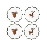 Golden Table Yılbaşı Gift Box (Geyik ve Kozalak Nakışlı Bardak Altlığı 4'lü Set)