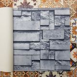 Golden Taş Desenli 3 Boyutlu 13253 Duvar Kağıdı (5m²) - Tutkal Hediyeli - Koyu Mavi - 53 x 1000 cm