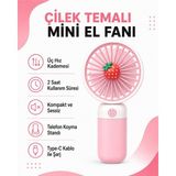 Golden Tech Meyve Tasarımlı 3 Kademeli Sessiz Mini El Masa Fanı - Vantilatör Turbo Üflemeli Kademeli Taşınabilir El Masa Fanı - Pembe