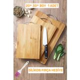 GoldenGlob Kesme Tahtası Çelik Saplı Peynir Servis Sunum Tepsi Et Sebze Doğrama Tahtası 20*30 Boy