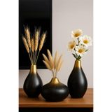 GoldenShadow Handmade Dekoratif Seramik 3'lü Set Vazo