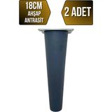 GOLDENWOODEN Düz Torna Ahşap Ayak Mobilya Masa ve Dolap Ayağı(Antrasit)(Kayın / Gürgen) - 18cm - 2 ADET