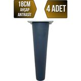 GOLDENWOODEN Düz Torna Ahşap Ayak Mobilya Masa ve Dolap Ayağı(Antrasit)(Kayın / Gürgen) - 18cm - 4 ADET