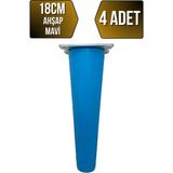 GOLDENWOODEN Düz Torna Ahşap Ayak Mobilya Masa ve Dolap Ayağı(Mavi)(Kayın / Gürgen) - 18cm - 4 ADET