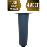 GOLDENWOODEN Düz Torna Ayarlı Ahşap Ayak Mobilya Masa ve Dolap Ayağı(Antrasit)(Kayın / Gürgen) - 15cm - 4 ADET
