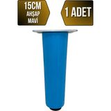 GOLDENWOODEN Düz Torna Ayarlı Ahşap Ayak Mobilya Masa ve Dolap Ayağı(Mavi)(Kayın / Gürgen) - 15cm - 1 ADET