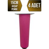 GOLDENWOODEN Düz Torna Ayarlı Ahşap Ayak Mobilya Masa ve Dolap Ayağı(Pembe)(Kayın / Gürgen) - 15cm - 4 ADET