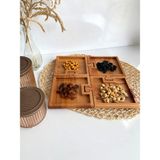 GOLDENWOODEN Golden Wooden Doğal Ahşap Puzzle Sunum Tabakları Kare Ahşap Çerez Tabakları(Kayın/Gürgen) (4 Parça) - KARE KAYIN T.EBAT:30cmx30cm