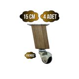 GOLDENWOODEN Kale Ahşap Eğimli Top Tekerli Ayak Mobilya Sehpa Tekerli Ayağı(15CM)(4 ADET)(K. CEVİZ)(CEVİZ AĞACI)
