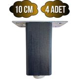 GOLDENWOODEN Kale Ayarlı Ahşap Ayak Mobilya Masa ve Dolap Ayağı(Antrasit)(Kayın/gürgen Ağacı) - 10cm - 4 ADET
