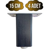 GOLDENWOODEN Kale Ayarlı Ahşap Ayak Mobilya Masa ve Dolap Ayağı(Antrasit)(Kayın/gürgen Ağacı) - 15cm - 4 ADET