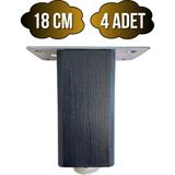 GOLDENWOODEN Kale Ayarlı Ahşap Ayak Mobilya Masa ve Dolap Ayağı(Antrasit)(Kayın/gürgen Ağacı) - 18cm - 4 ADET