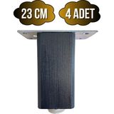 GOLDENWOODEN Kale Ayarlı Ahşap Ayak Mobilya Masa ve Dolap Ayağı(Antrasit)(Kayın/gürgen Ağacı) - 23cm - 4 ADET