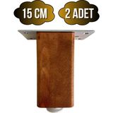 GOLDENWOODEN Kale Ayarlı Ahşap Ayak Mobilya Masa ve Dolap Ayağı(Ceviz)(Kayın/gürgen Ağacı) - 15cm - 2 ADET