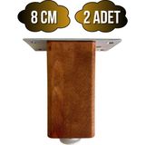 GOLDENWOODEN Kale Ayarlı Ahşap Ayak Mobilya Masa ve Dolap Ayağı(Ceviz)(Kayın/gürgen Ağacı) - 8cm - 2 ADET