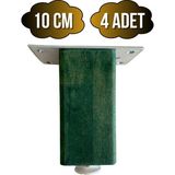 GOLDENWOODEN Kale Ayarlı Ahşap Ayak Mobilya Masa ve Dolap Ayağı(Yeşil)(Kayın/gürgen Ağacı) - 10cm - 4 ADET