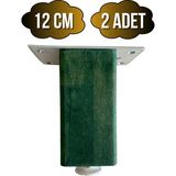 GOLDENWOODEN Kale Ayarlı Ahşap Ayak Mobilya Masa ve Dolap Ayağı(Yeşil)(Kayın/gürgen Ağacı) - 12cm - 2 ADET