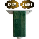 GOLDENWOODEN Kale Ayarlı Ahşap Ayak Mobilya Masa ve Dolap Ayağı(Yeşil)(Kayın/gürgen Ağacı) - 12cm - 4 ADET