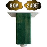 GOLDENWOODEN Kale Ayarlı Ahşap Ayak Mobilya Masa ve Dolap Ayağı(Yeşil)(Kayın/gürgen Ağacı) - 8cm - 2 ADET