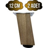 GOLDENWOODEN Kale Eğimli Ayarlı Ahşap Ayak Mobilya Masa ve Dolap Ayağı(Koyu Ceviz)(Ceviz Ağacı) - 12cm - 2 ADET