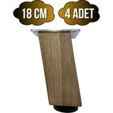GOLDENWOODEN Kale Eğimli Ayarlı Ahşap Ayak Mobilya Masa ve Dolap Ayağı(Koyu Ceviz)(Ceviz Ağacı) - 18cm - 4 ADET