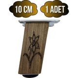 GOLDENWOODEN Kale Eğimli Ayarlı Çiçek Desenli Ahşap Ayak Mobilya Masa ve Dolap Ayağı(Koyu Ceviz)(Ceviz Ağacı) - 10cm - 1 ADET