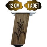 GOLDENWOODEN Kale Eğimli Ayarlı Çiçek Desenli Ahşap Ayak Mobilya Masa ve Dolap Ayağı(Koyu Ceviz)(Ceviz Ağacı) - 12cm - 1 ADET