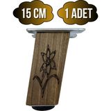 GOLDENWOODEN Kale Eğimli Ayarlı Çiçek Desenli Ahşap Ayak Mobilya Masa ve Dolap Ayağı(Koyu Ceviz)(Ceviz Ağacı) - 15cm - 1 ADET