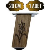GOLDENWOODEN Kale Eğimli Ayarlı Çiçek Desenli Ahşap Ayak Mobilya Masa ve Dolap Ayağı(Koyu Ceviz)(Ceviz Ağacı) - 20cm - 1 ADET