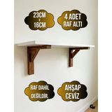 Goldenwooden Raf Altı Ahşap Tutucu L Raf Ahşabı Duvar Sabitleyici(Ahşap)(Ceviz)(Beyaz Çam) Ceviz 23Cm X 16Cm 23Cm X 16Cm - 4 Adet