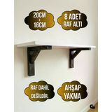 Goldenwooden Raf Altı Ahşap Tutucu L Raf Ahşabı Duvar Sabitleyici(Ahşap)(Yakma)(Beyaz Çam) Beyaz Çam 20Cm X 16Cm 20Cm X 16Cm - 8 Adet