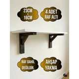 Goldenwooden Raf Altı Ahşap Tutucu L Raf Ahşabı Duvar Sabitleyici(Ahşap)(Yakma)(Beyaz Çam) Beyaz Çam 23Cm X 16Cm 23Cm X 16Cm - 4 Adet