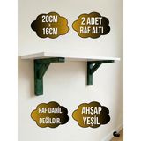 Goldenwooden Raf Altı Ahşap Tutucu L Raf Ahşabı Duvar Sabitleyici(Ahşap)(Yeşil)(Beyaz Çam) Yeşil 20Cm X 16Cm 20Cm X 16Cm - 2 Adet