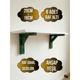 Goldenwooden Raf Altı Ahşap Tutucu L Raf Ahşabı Duvar Sabitleyici(Ahşap)(Yeşil)(Beyaz Çam) Yeşil 20Cm X 16Cm 20Cm X 16Cm - 8 Adet