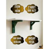 Goldenwooden Raf Altı Ahşap Tutucu L Raf Ahşabı Duvar Sabitleyici(Ahşap)(Yeşil)(Beyaz Çam) Yeşil 23Cm X 16Cm 23Cm X 16Cm - 2 Adet