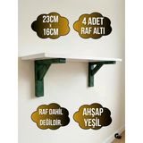 Goldenwooden Raf Altı Ahşap Tutucu L Raf Ahşabı Duvar Sabitleyici(Ahşap)(Yeşil)(Beyaz Çam) Yeşil 23Cm X 16Cm 23Cm X 16Cm - 4 Adet