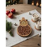 GOLDENWOODEN Yılbaşı Sunum Tabağı Noel Kardan Adam Doğal Ahşap Çerez Tabağı(Kayın / Gürgen) - AHŞAP - 1 ADET