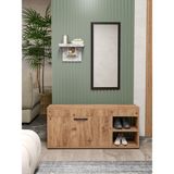 GOLDFALEZ Ayakkabılık Çok Amaçlı Kapaklı Dolabı 90 cm Modern Ayakkabı Dolabı Raflı Organizer 190 Atlantik Çam