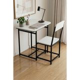 GOLDFALEZ Çalışma Masası Sandalye Set Dayanıklı Tasarım Ev Ofis Laptop Masası Çok Amaçlı 9810 Beyaz