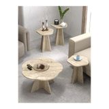 GOLDFALEZ Çiçek Formlu Yuvarlak Orta Sehpa ve Zigon Sehpa 4'lü Set, 70x41 cm, Bej, Suntalam, Salon ve Oturma Odası için, Türkiye