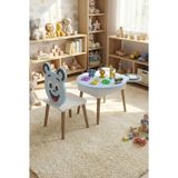GOLDFALEZ Çocuk Masası & Çocuk Sandalyesi Happy Face Sevimli Figürlü Set Mavi